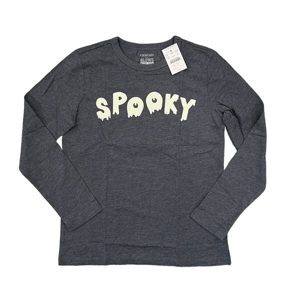 NWT J. Crew Boys Charcoal Grey W/Glow-in-the-Dark "Spooky" Halloween Tee - Picture 1 of 6